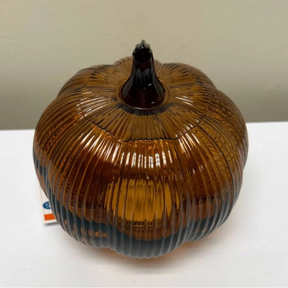 New Target Bullseye Playground Fall Brown Light Up Glass Pumpkin